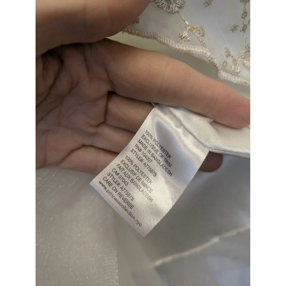 American Princess‎ Kids Ivory Gold Floral Embroidered Tulle Formal Dress